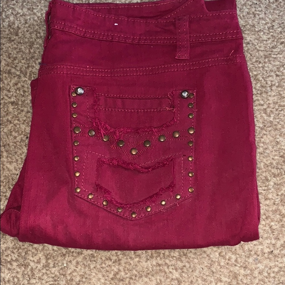 Gemstone Maroon Fashion Jeans